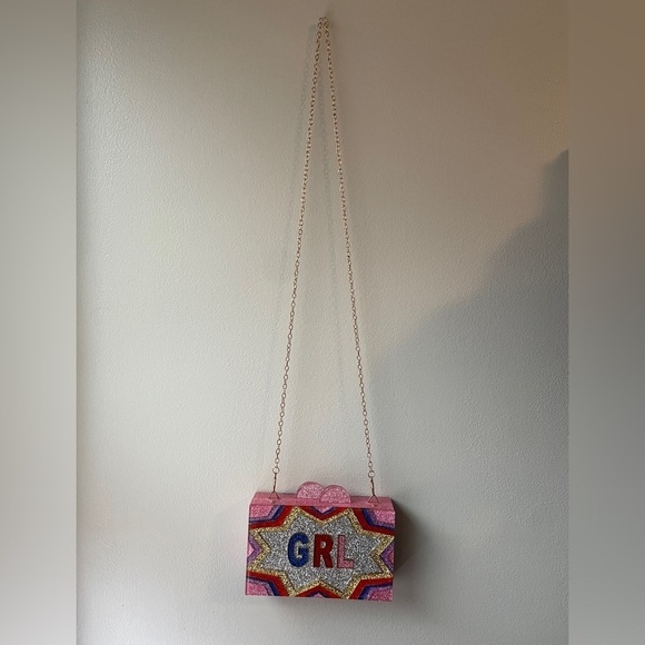 Elizabeth Sutton Collection GRL PWR Girl Power Acrylic Glitter Clutch - Picture 6 of 6